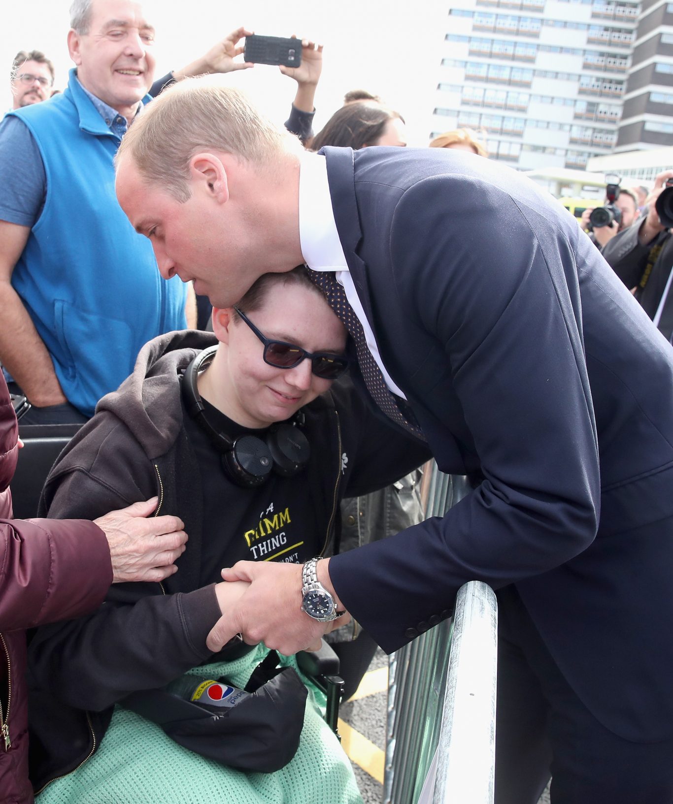 The Duke of Cambridge hugs Katie Daley (Chris Jackson/PA)