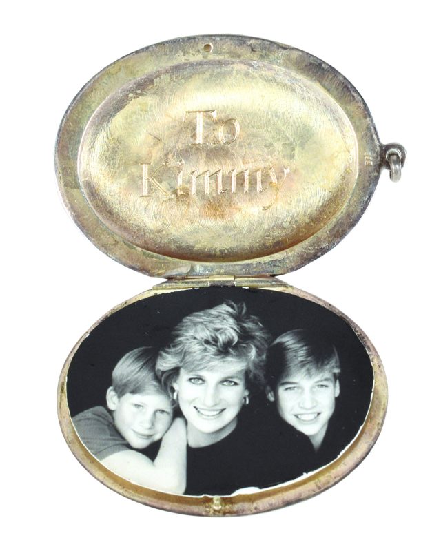 A silver locket containing a picture of Diana with Prince Harry and Prince William, which is among the items which went under the hammer in a mass sale conducted by Boston-based RR Auction (RR Auction/PA)