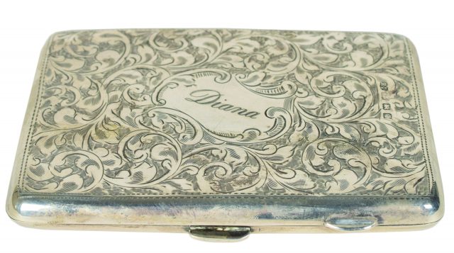 Diana's engraved sterling silver card case which sold for nearly £16,000 during a mass sale conducted by Boston-based RR Auction (RR Auction/PA)