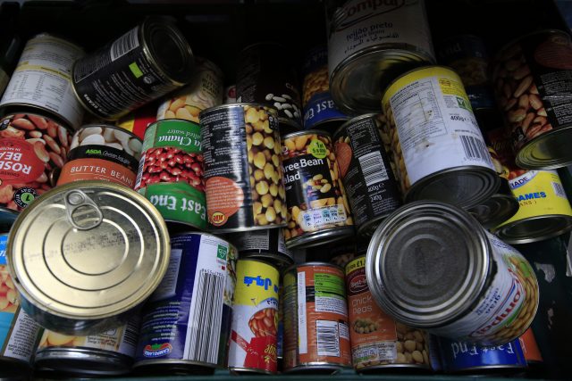 Stocks of food at the Trussell Trust Brent Foodbank, Neasden, London