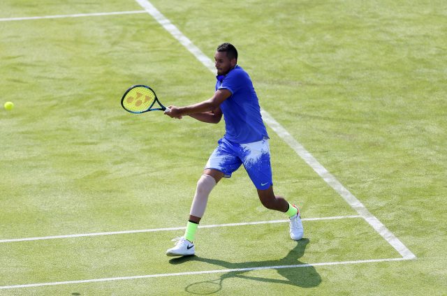 Nick Kyrgios in action at the AEGON Championships in London