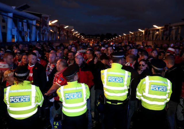 There were disturbances both inside and outside Arsenal's Emirates Stadium (Nick Potts/PA)