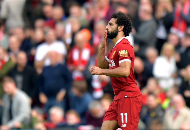 Mohamed Salah celebrates his equaliser