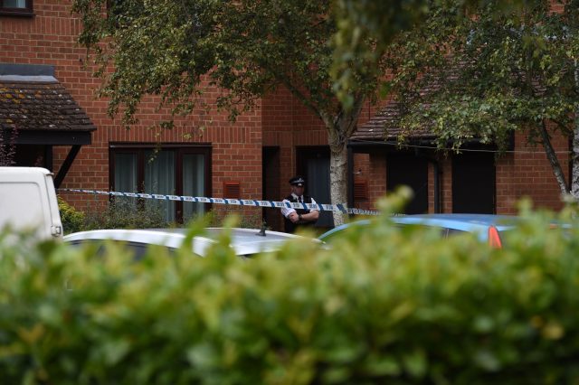 Police at a property in Stanwell, Surrey, which is being searched by police investigating the Parsons Green bombing (Lauren Hurley/PA)
