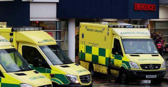 Ambulances outside a hospital