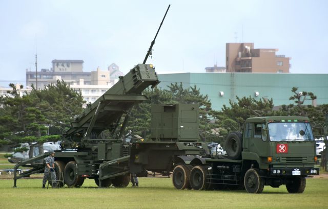 A PAC-3 interceptor missile system is transported to the Hakodate base of Japan's Self-Defence Forces 