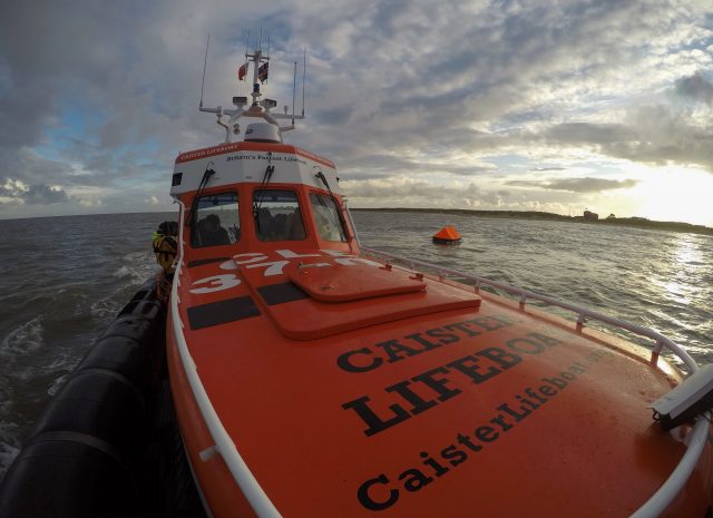 A drone takes off from a lifeboat at Caister in Norfolk