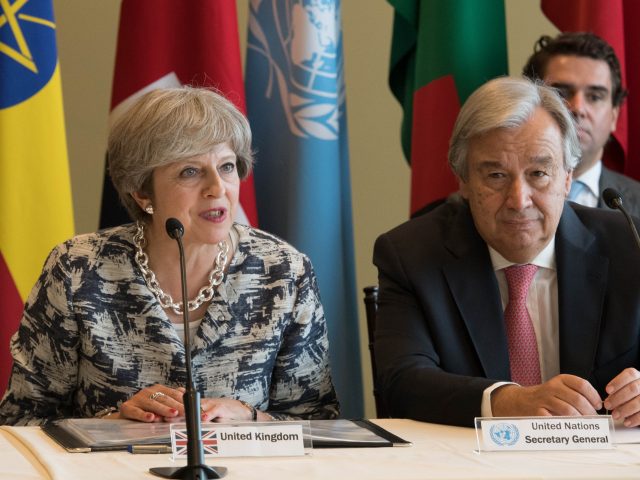 Prime Minister Theresa May and UN Secretary General Antonio Guterres during the meeting in New York
