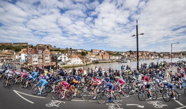 The riders make their way through Whitby