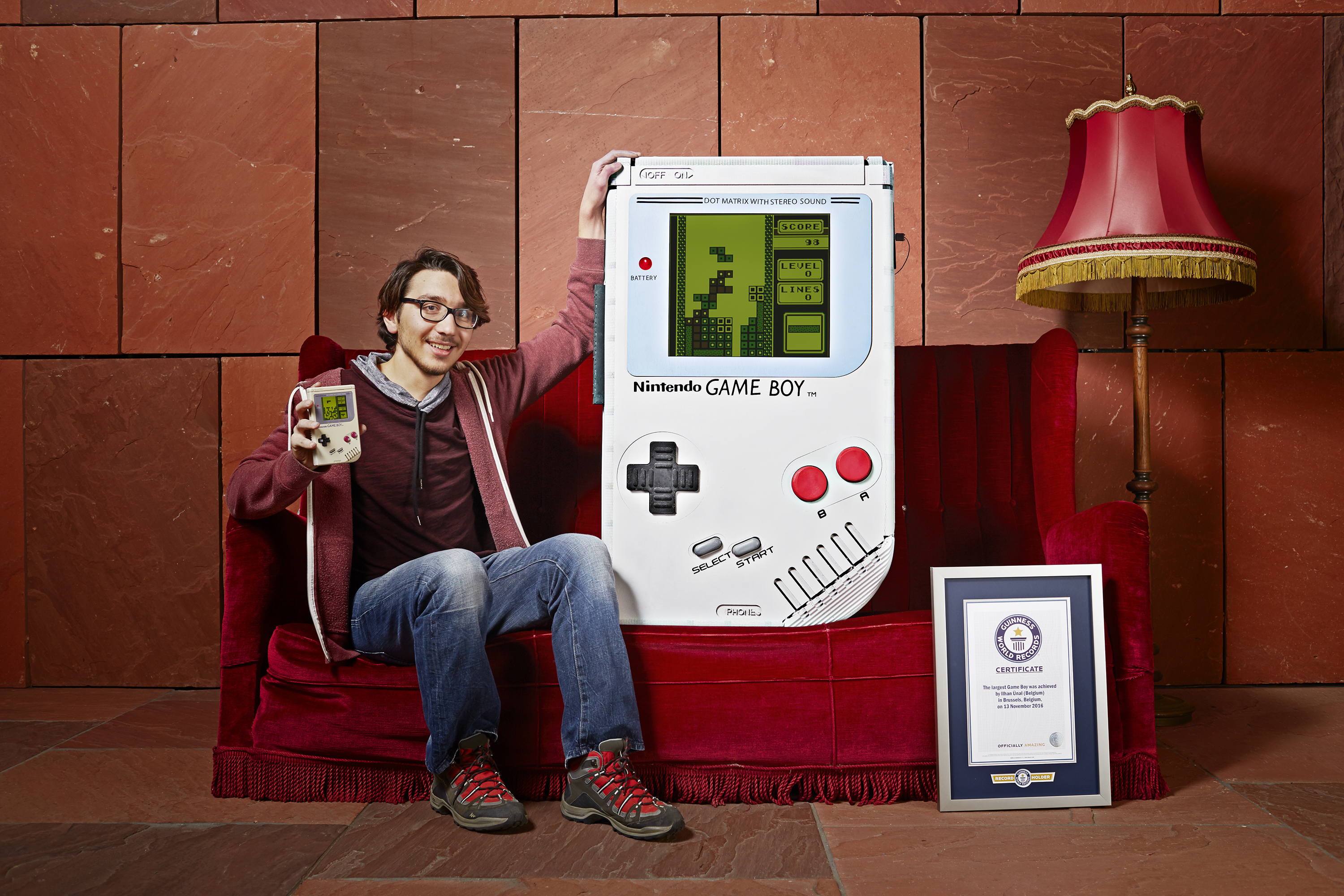 Ilhan Unal with his massive Game Boy