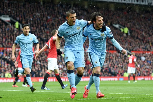 The Argentinian, centre, brought up the 100 mark with the first goal of the game (Martin Rickett/PA)