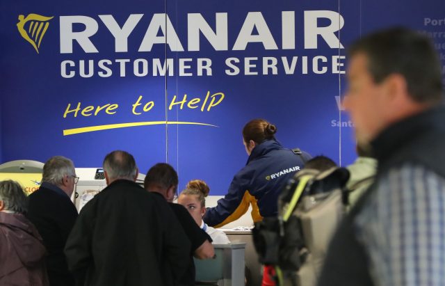 Ryanair customer service desk at Dublin airport