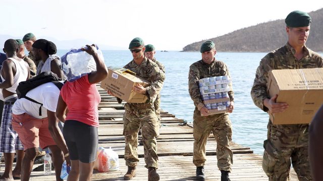 Royal Marines deliver aid and provide support to the islanders of Jost Van Dkye, British Virgin Islands (Ministry of Defence/PA)