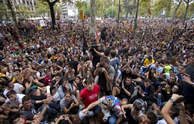 Student protesters in Barcelona