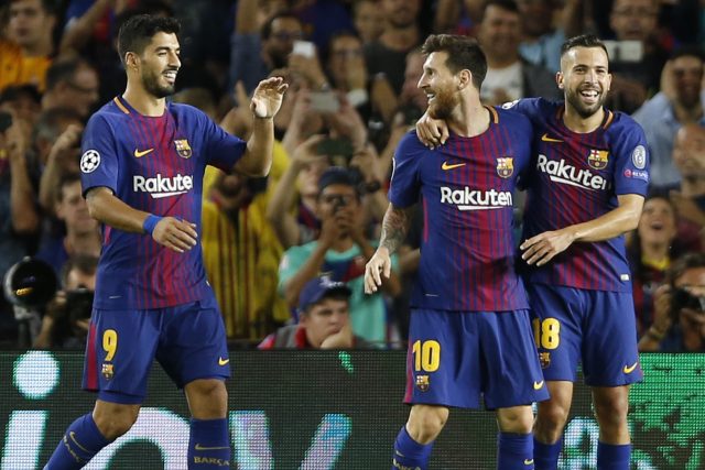 Luis Suarez, Lionel Messi and Jordi Alba (Francisco Seco/AP)