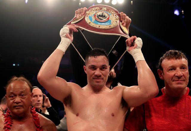 Joseph Parker holds aloft his WBO heavyweight crown (Nick Potts/PA)