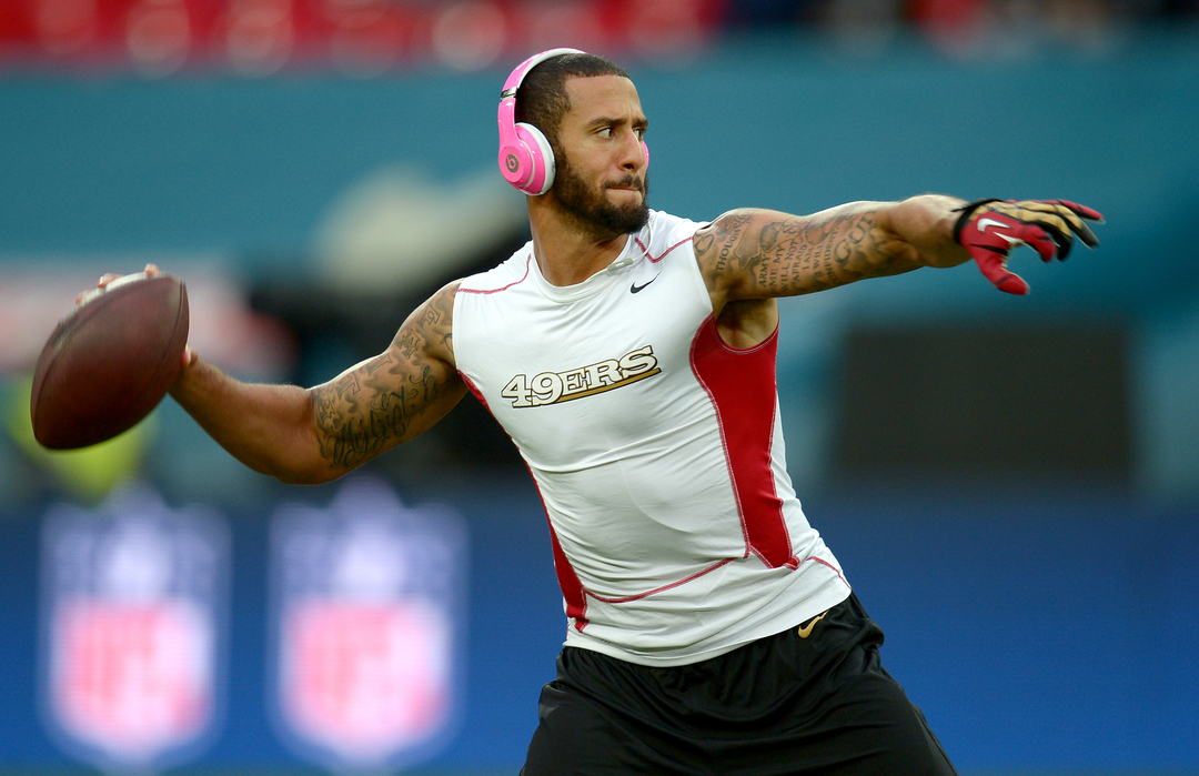 Kaepernick before a game in London in 2013 (Andrew Matthews/PA)