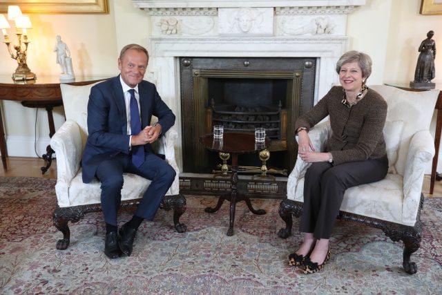 Theresa May holds talks with Donald Tusk