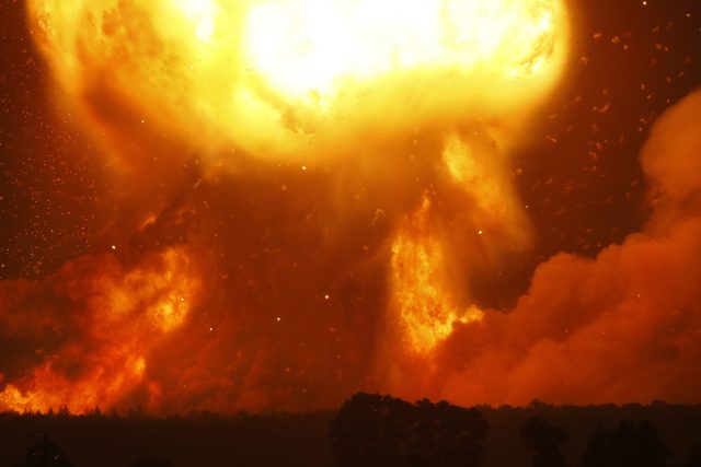A powerful explosion in the ammunition depot at a military base in Ukraine