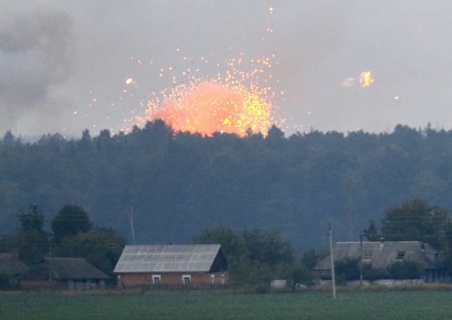 A powerful explosion in the ammunition depot at a military base in Ukraine