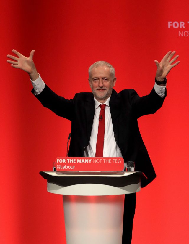 Labour leader Jeremy Corbyn delivers his speech at the Labour Party annual conference at the Brighton Centre