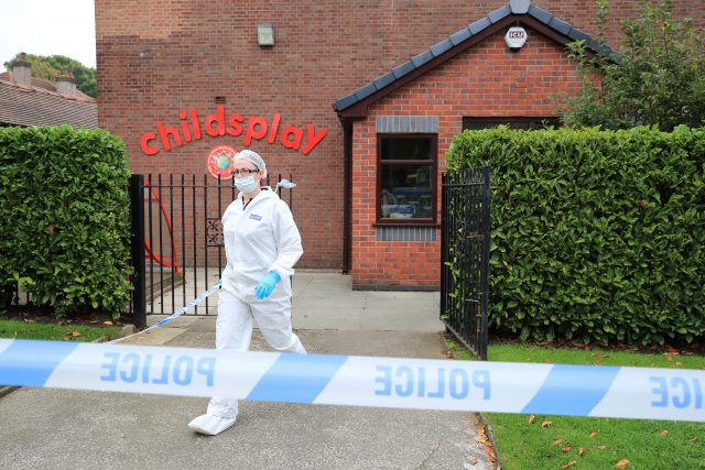 A forensic officer at the nursery in Liverpool