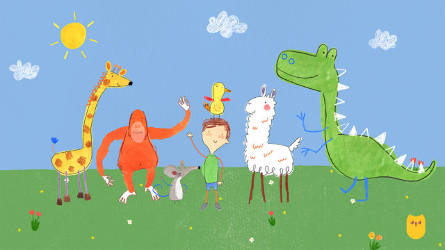 Pablo uses his magic crayons to bring to life his animal friends Wren, Noa, Llama, Tang, Mouse and Draff (BBC/PA)