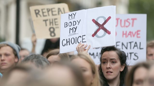 Protestors gathered in London to demand changes to the abortion laws in Ireland