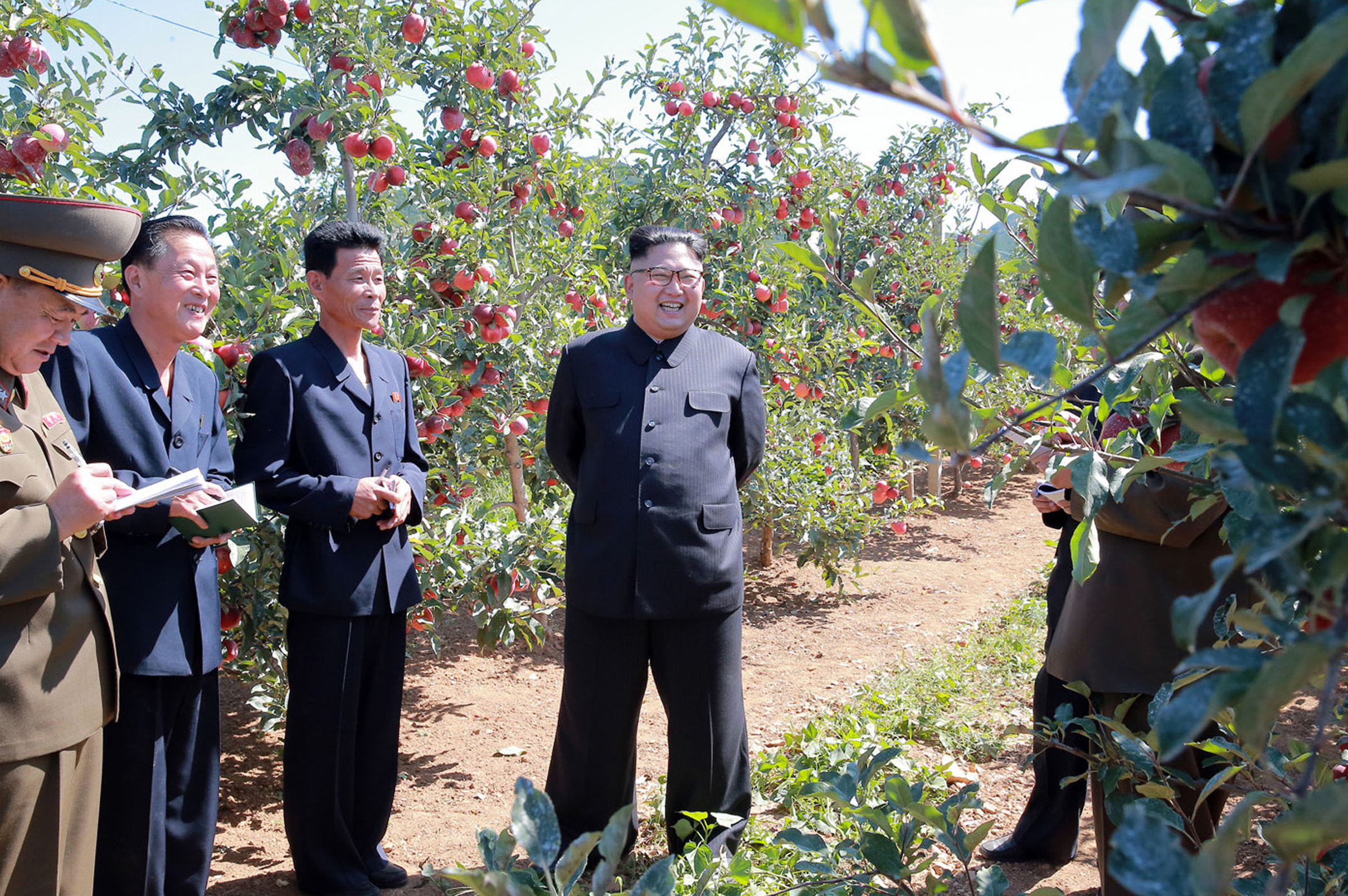 Kim Jong Un visits a fruit farm in Kwail County, South Hwanghae Province, North Korea