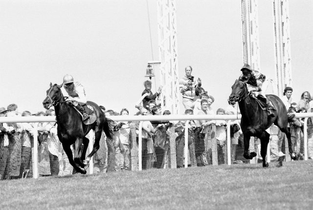 Dancing Brave, ridden by Pat Eddery, winning the King George VI And Queen Elizabeth Stakes at Ascot