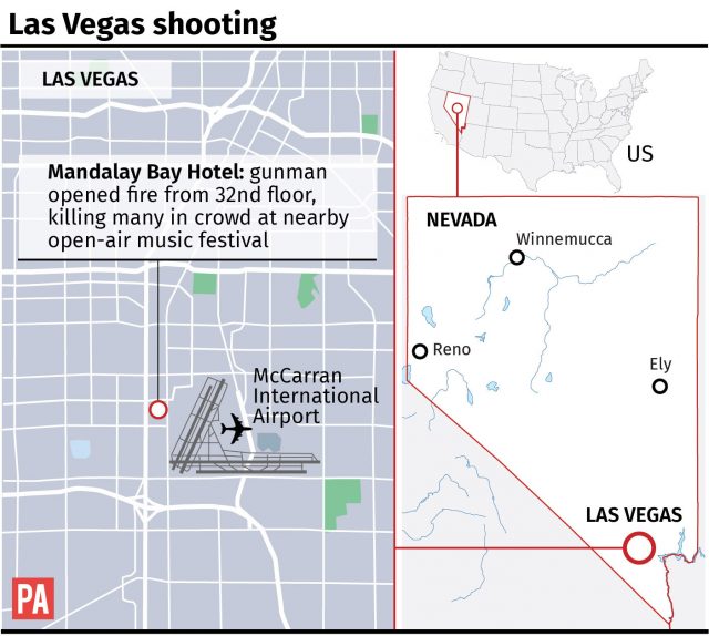 Map locates shooting in Las Vegas