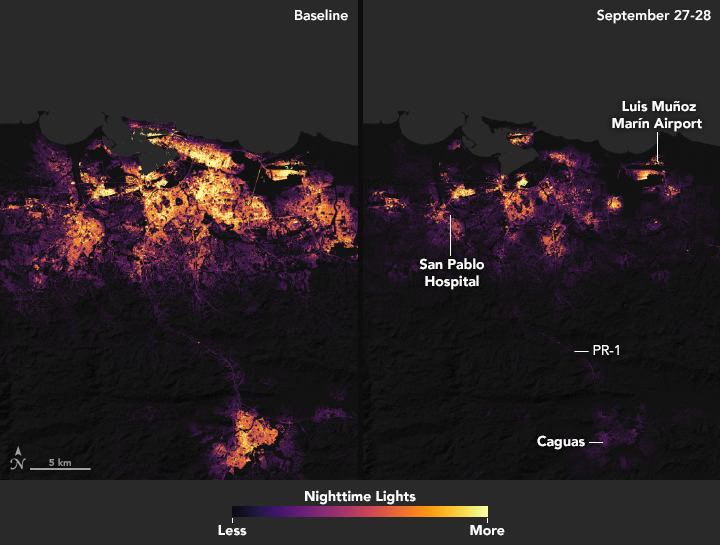 Significantly less light is coming through from San Pablo since the hurricane