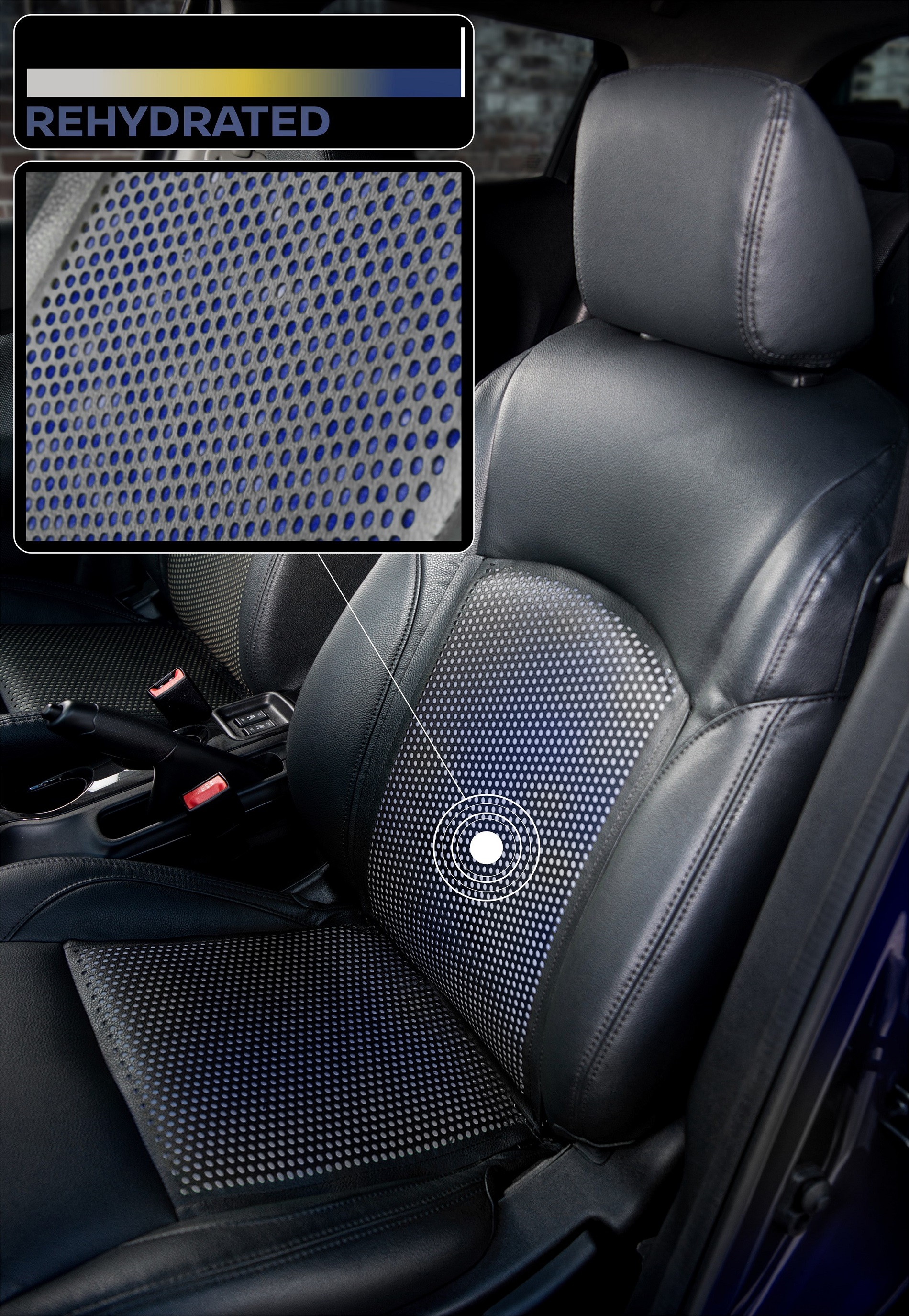 Once the driver is rehydrated, the seat will go blue again (Nissan)