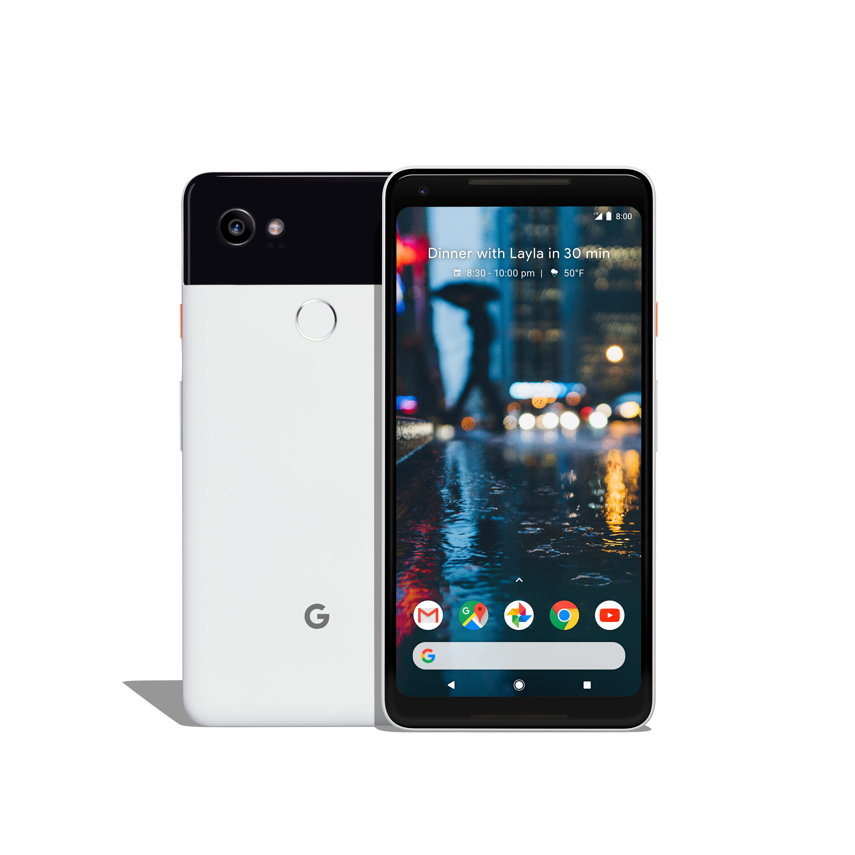 The larger Pixel 2 phone in Black and White (Google)