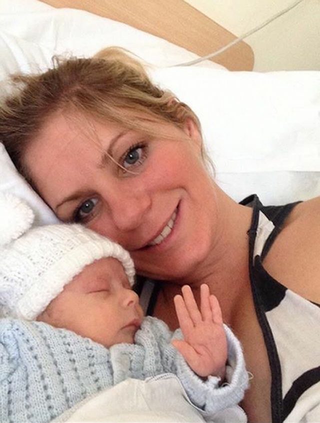 Prematurely born Ben Condon with his mother Jenny