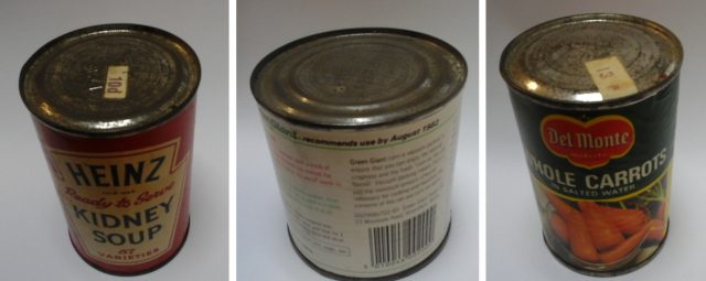 Old tins of food