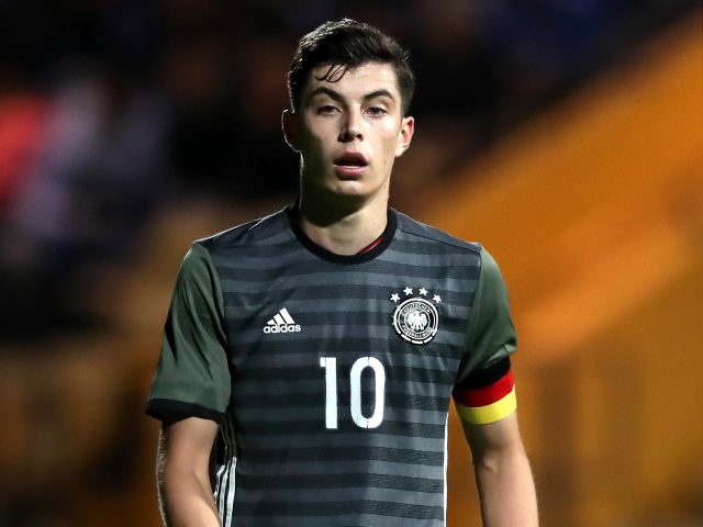 Kai Havertz in action for Germany Under-19s against England