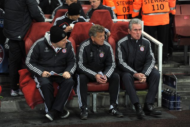 Hermann Gerland, Peter Hermann and Jupp Heynckes in 2013 