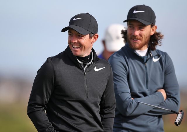 Rory McIlroy and Tommy Fleetwood on the fourth green