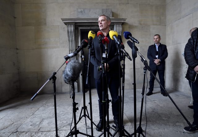 Police investigator Jens Moeller at a press conference in Copenhagen