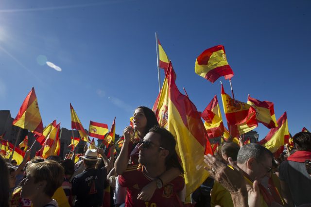People gather in Madrid for a rally against the independence push