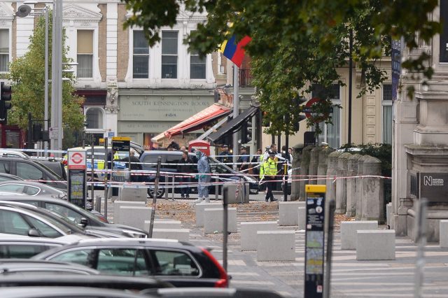 Police at the scene on Exhibition Road in London