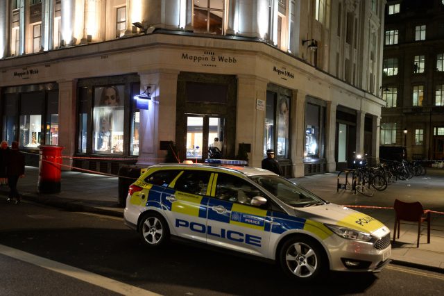 Police at the Mappin & Webb store in Regent's Street