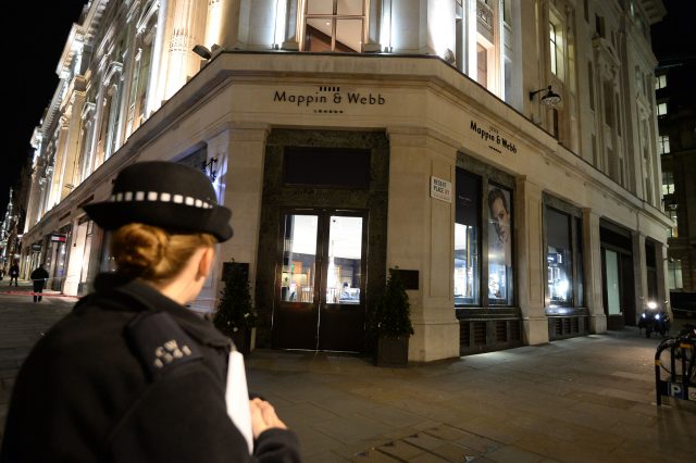 Police at the Mappin & Webb store in Regent's Street