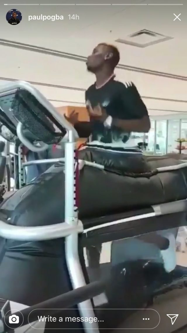 Pogba shared footage of himself running on a treadmill (Paul Pogba/Instagram)