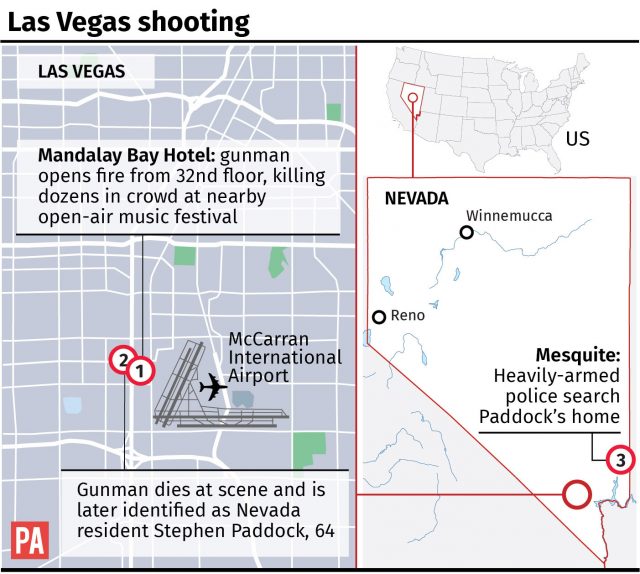 Map locates shooting in Las Vegas