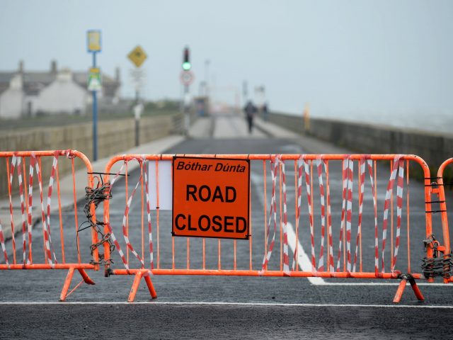 Road closure at the Wooden Bridge to North Bull Island, Clontarf, Dublin