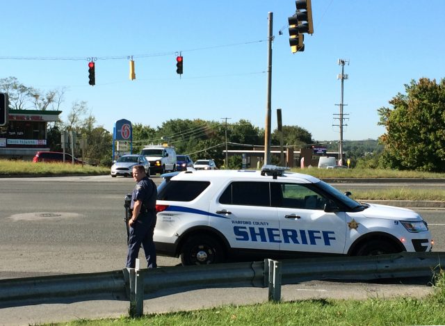 Police respond to a shooting at a business park in the Edgewood area of Harford County, Maryland
