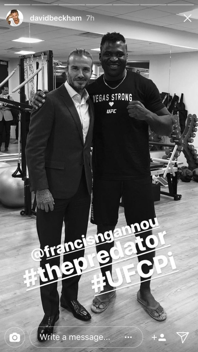 David Beckham poses with Francis Ngannou