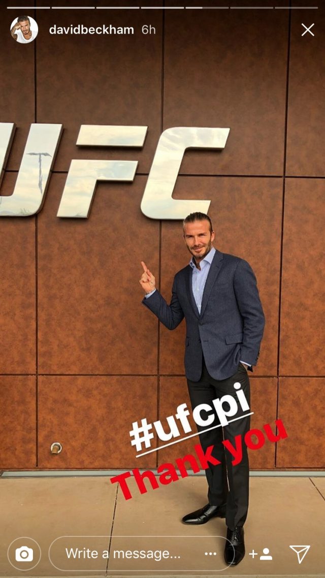 David Beckham next to the UFC logo